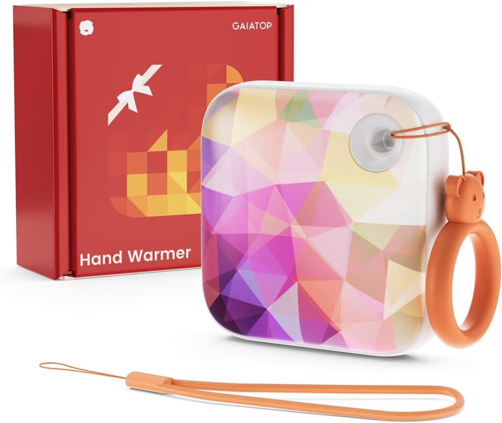 Gaiatop Hand Warmers 𝐑𝐞𝐜𝐡𝐚𝐫𝐠𝐞𝐚𝐛𝐥𝐞, Electric Hand Warmer with 𝐋𝐢𝐠𝐡𝐭 𝟐 𝐒𝐭𝐫𝐚𝐩𝐬, Double-Sided Warming Pocket Heater Reusable Portable Hot Hands Hand Warmers Gifts for Women Men