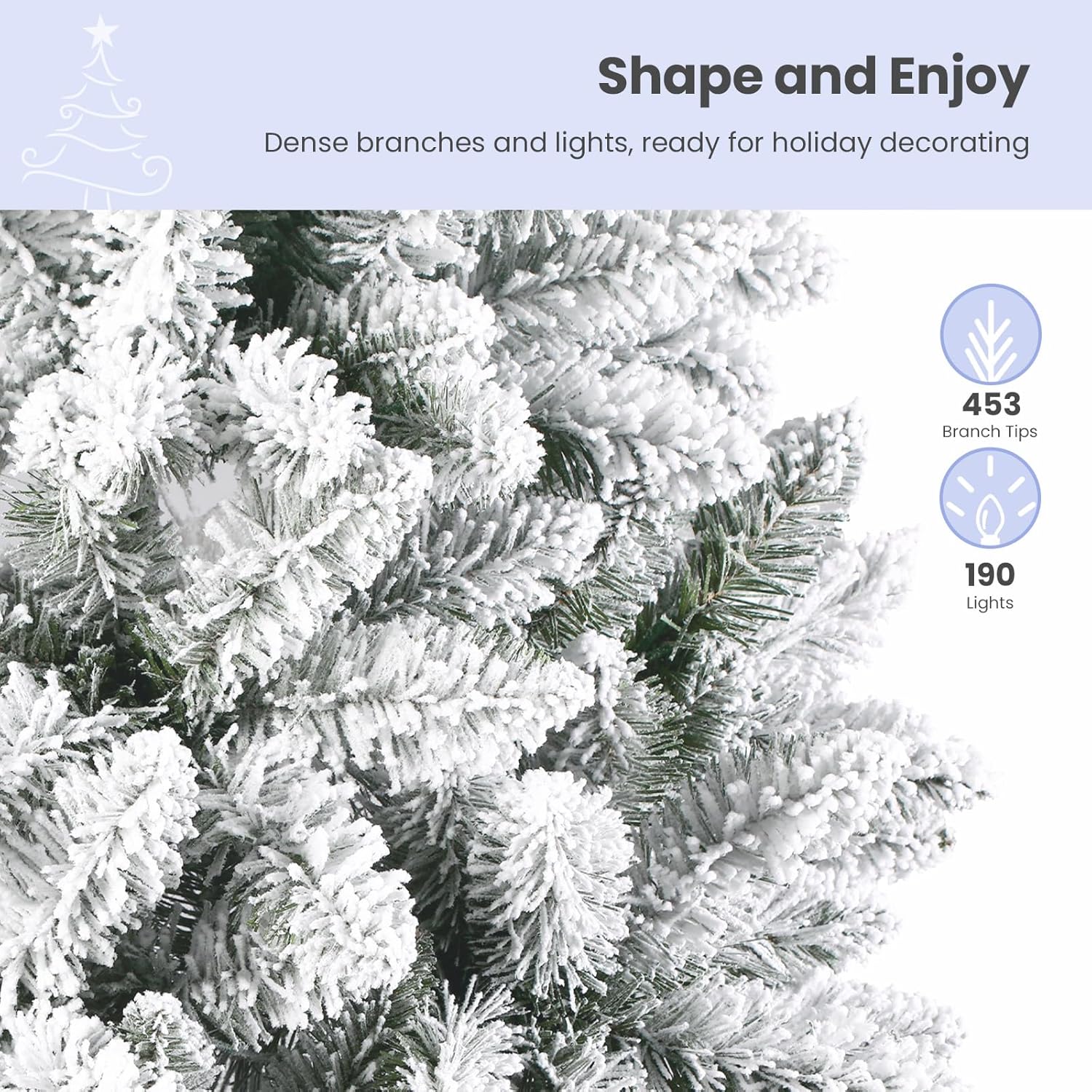 6ft Half Prelit Premium Artificial Hinged Christmas Tree with Remote Control,Timer, and 190 Warm White Multi-Color LED Lights, 453 Branch Tips, Perfect Choice for Xmas Decoration, 6 FT