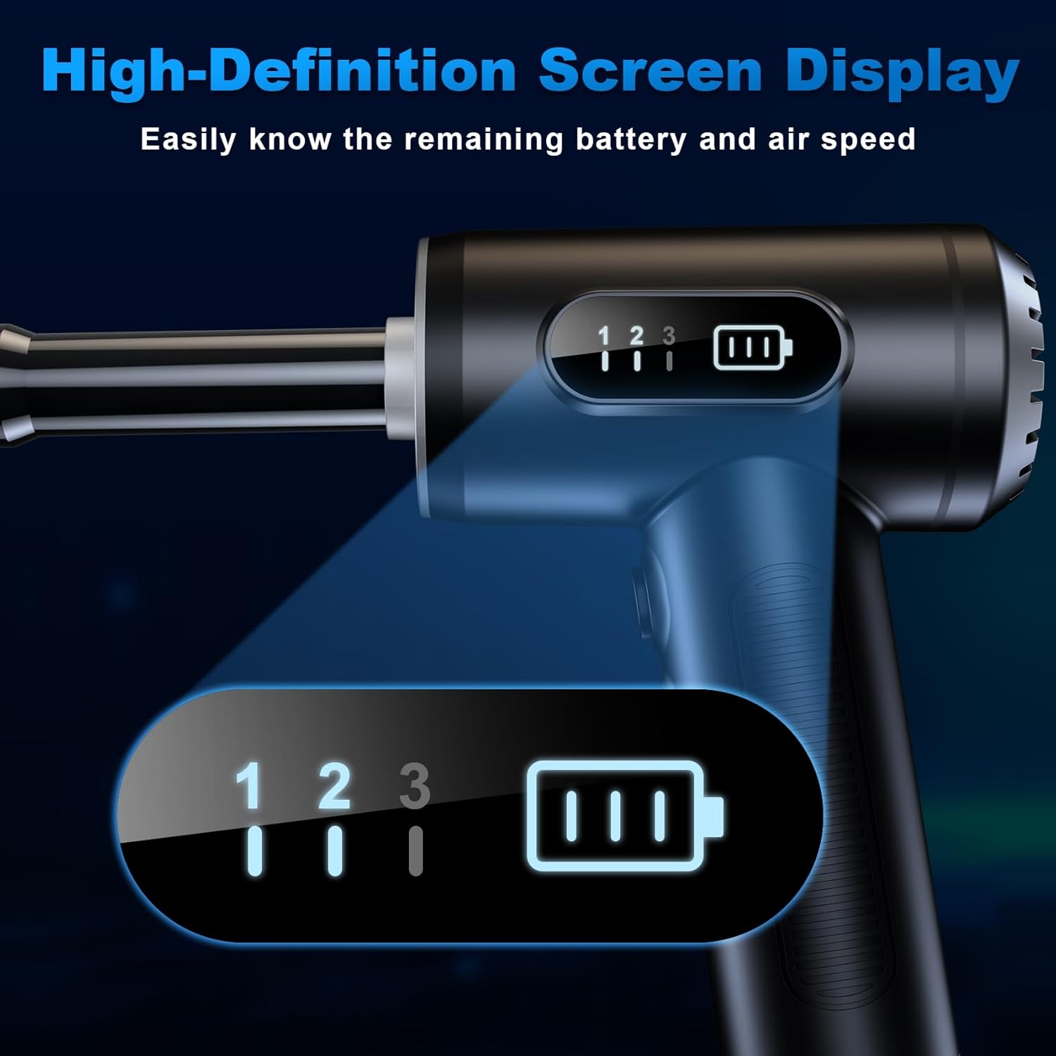 Compressed Air Duster-3 Gear Adjustable 100000RPM Electric Air Duster with LED Light, Rechargeable Cordless Air Blower for Keyboard Electric Devices Cleaning. Replaces Compressed Air Cans (Black) Compressed Air Duster-3 Gear Adjustable 100000RPM Electric Air Duster with LED Light, Rechargeable Cordless Air Blower for Keyboard Electric Devices Cleaning. Replaces Compressed Air Cans (Black)
