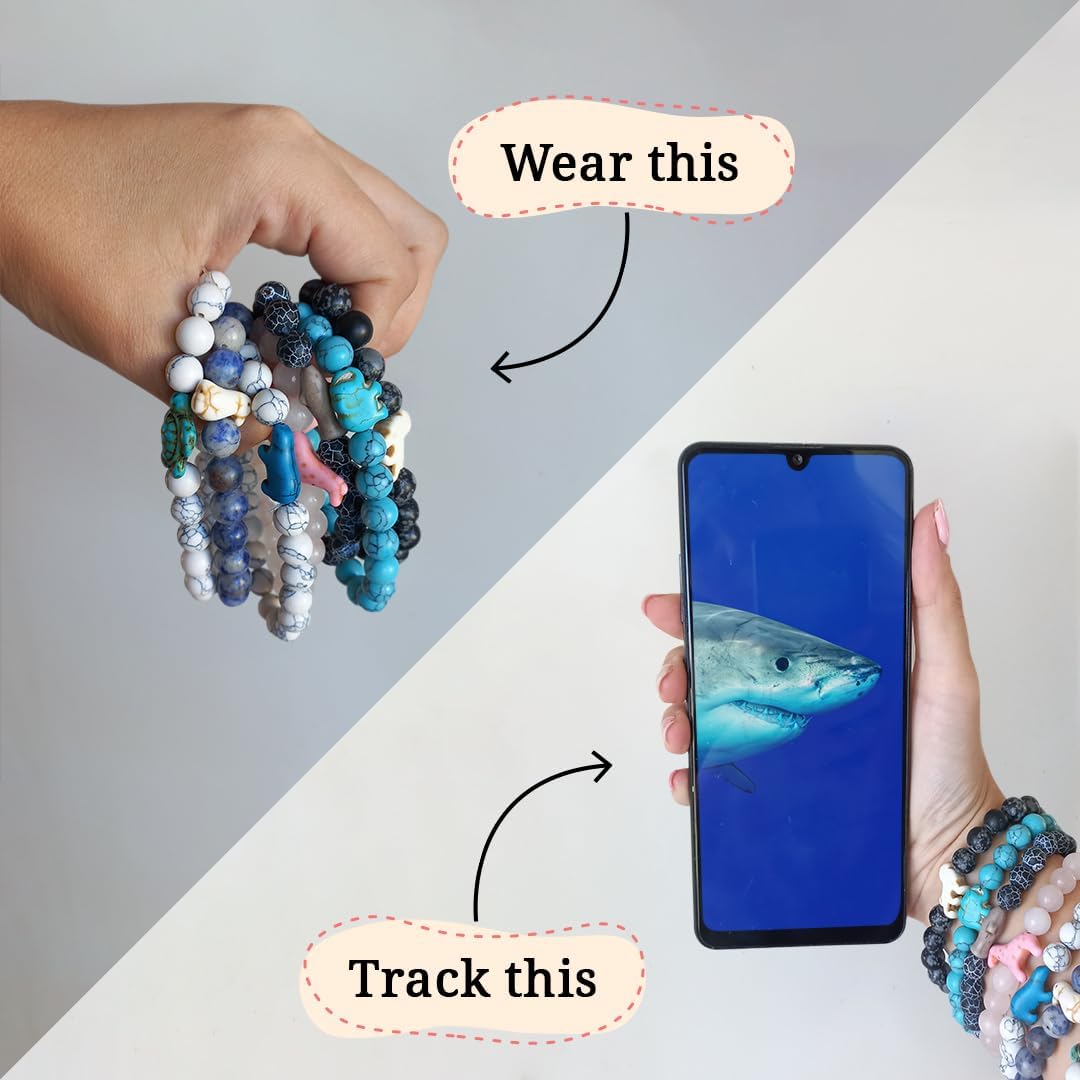 Fahlo Shark Tracking Bracelet, Elastic, supports Saving The Blue, one size fits most for Men and Women