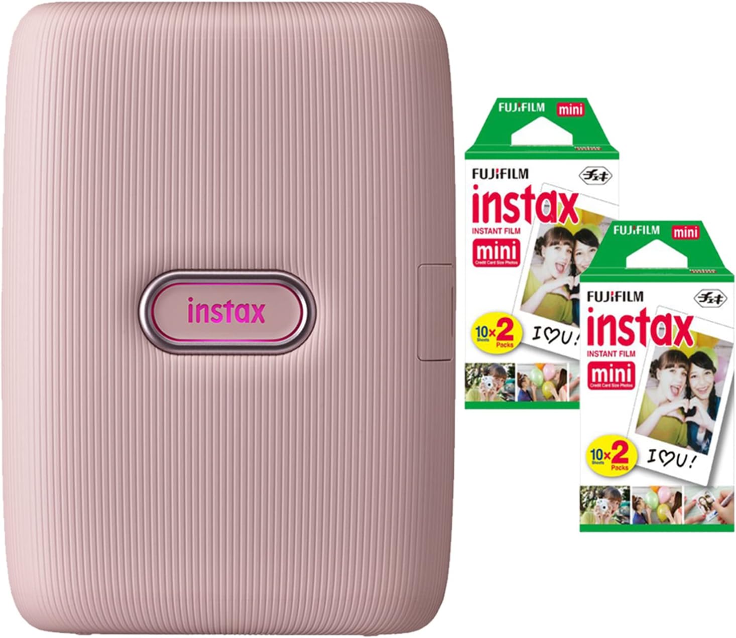 Fujifilm Instax Mini Link2 Smartphone Printer (Soft Pink) Bundle with Fuji Instax Mini Film Pack (40 Sheets)