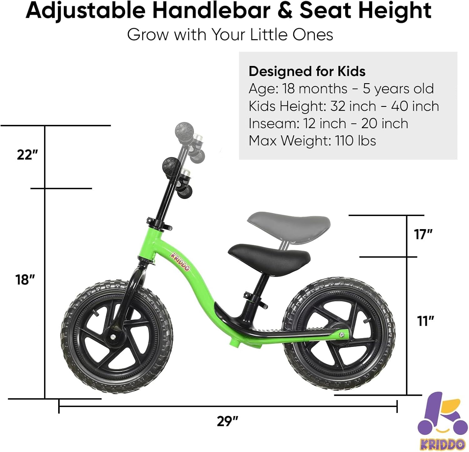 kriddo toddler balance bike