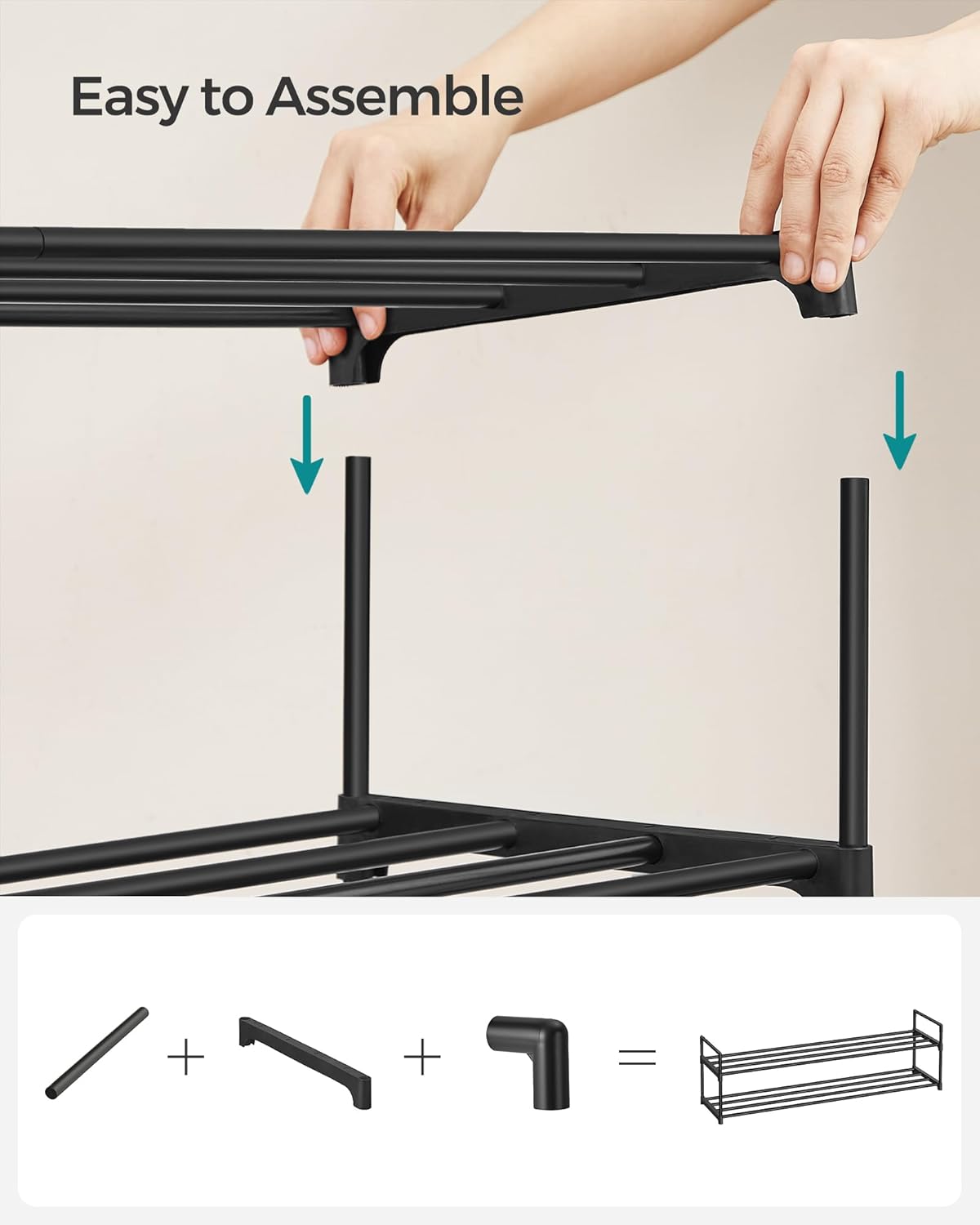 SONGMICS Shoe Rack, 3 Tier Shoe Organizer, Metal Shoe Storage Shelf for 15 Pairs of Shoes, Easy to Assemble, Entryway, Black ULSA303B02