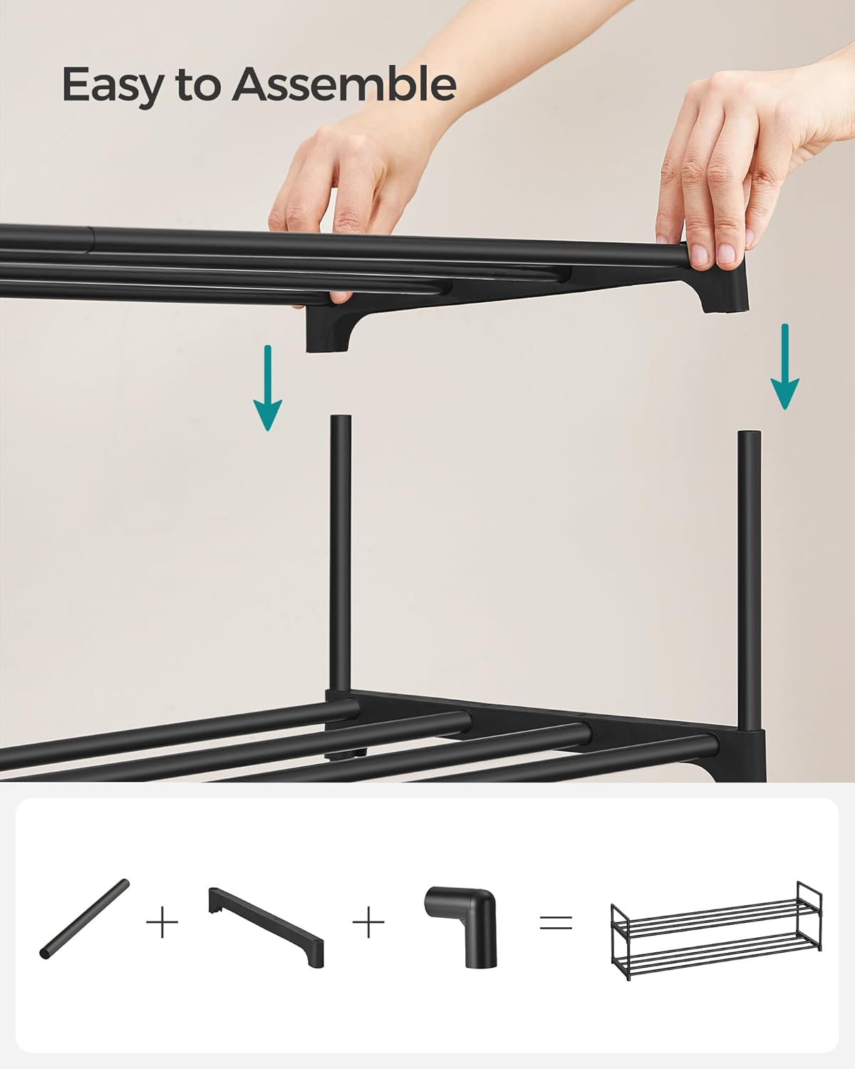 SONGMICS Shoe Rack, 3 Tier Shoe Organizer, Metal Shoe Storage Shelf for 15 Pairs of Shoes, Easy to Assemble, Entryway, Black ULSA303B02