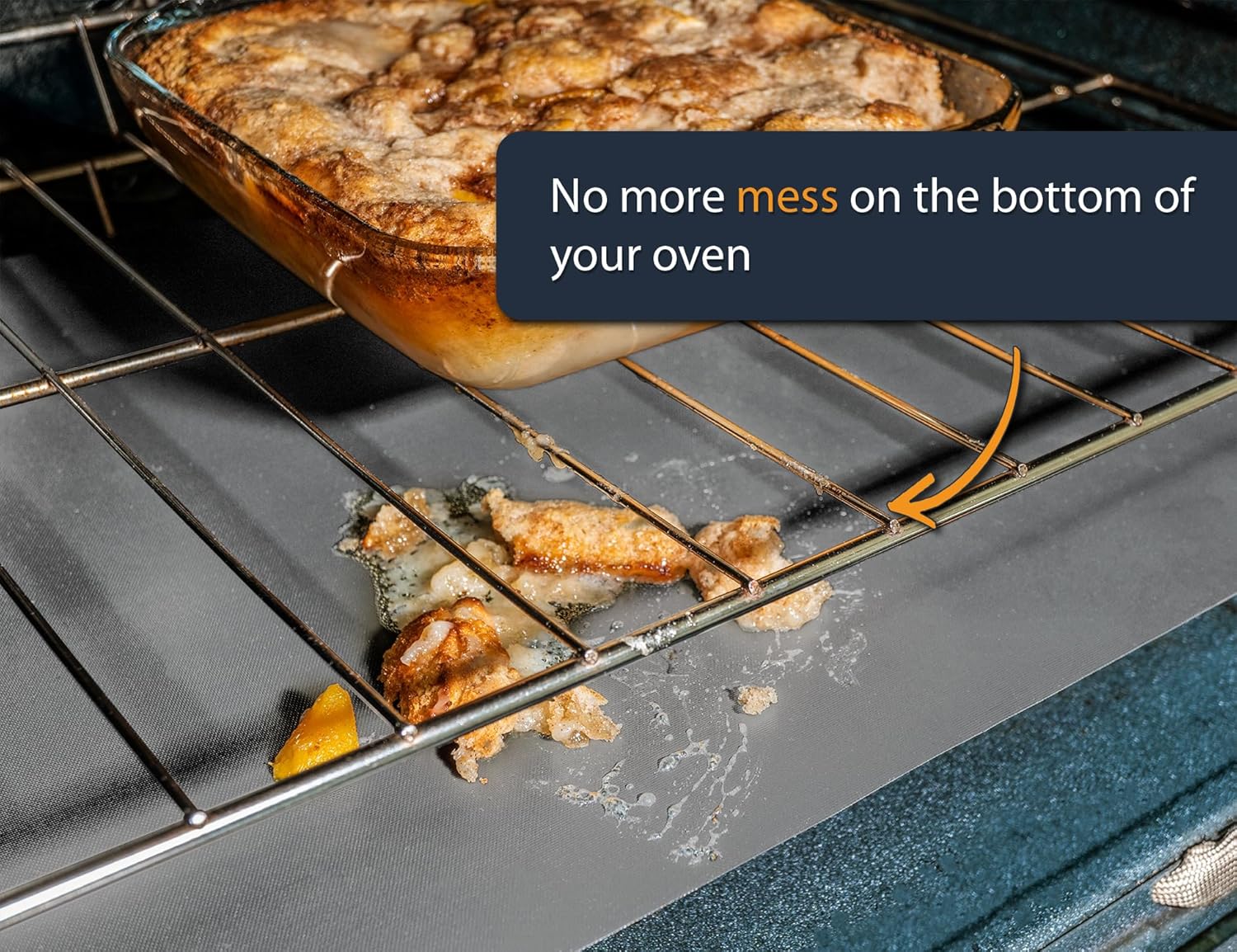 Oven Liner for Bottom of Oven - 2 Pack Large Heavy Duty Mats, 17”x25” Non-Stick Reusable Liner for Electric, Gas, Toaster Ovens, Grills - BPA PFOA Free Kitchen Accessory to Keep Oven Clean (Black)