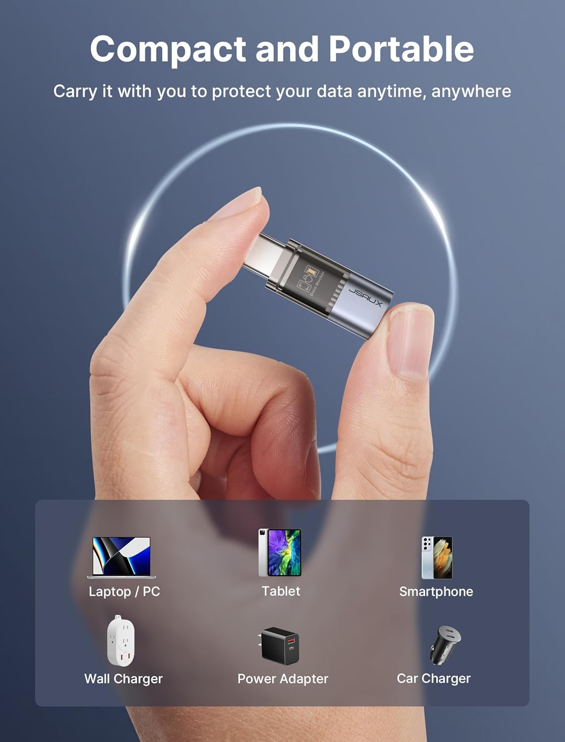 JSAUX USB Data Blocker USB C Data Blocker (4-Pack), Transparent Type A Type C Data Blocker Only for Charge, Protect Against Juice Jacking, Refuse Hacking Provide Safe Charging