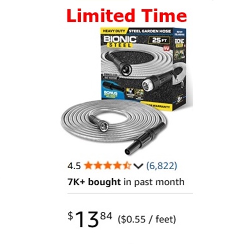 25' steel garden hose