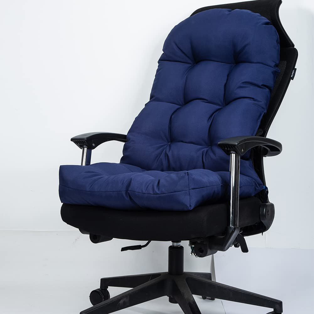 Waterproof Adirondack Rocking Chair Cushion Indoor and Outdoor High Back Patio Cushions with Ties 43.3 X 19.7 Inch(Without Chair) (1, Navy)